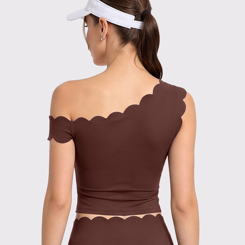 Women Scalloped One Shoulder P - Pilates Yoga One 评论和价格